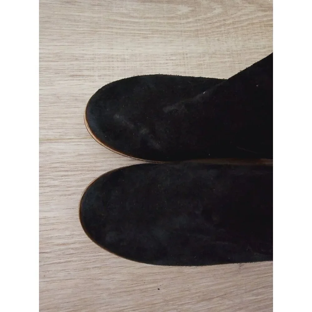 Kork Ease Sherrill Black Suede Leather Western Zipper Heel Bootie Boots Shoes 7